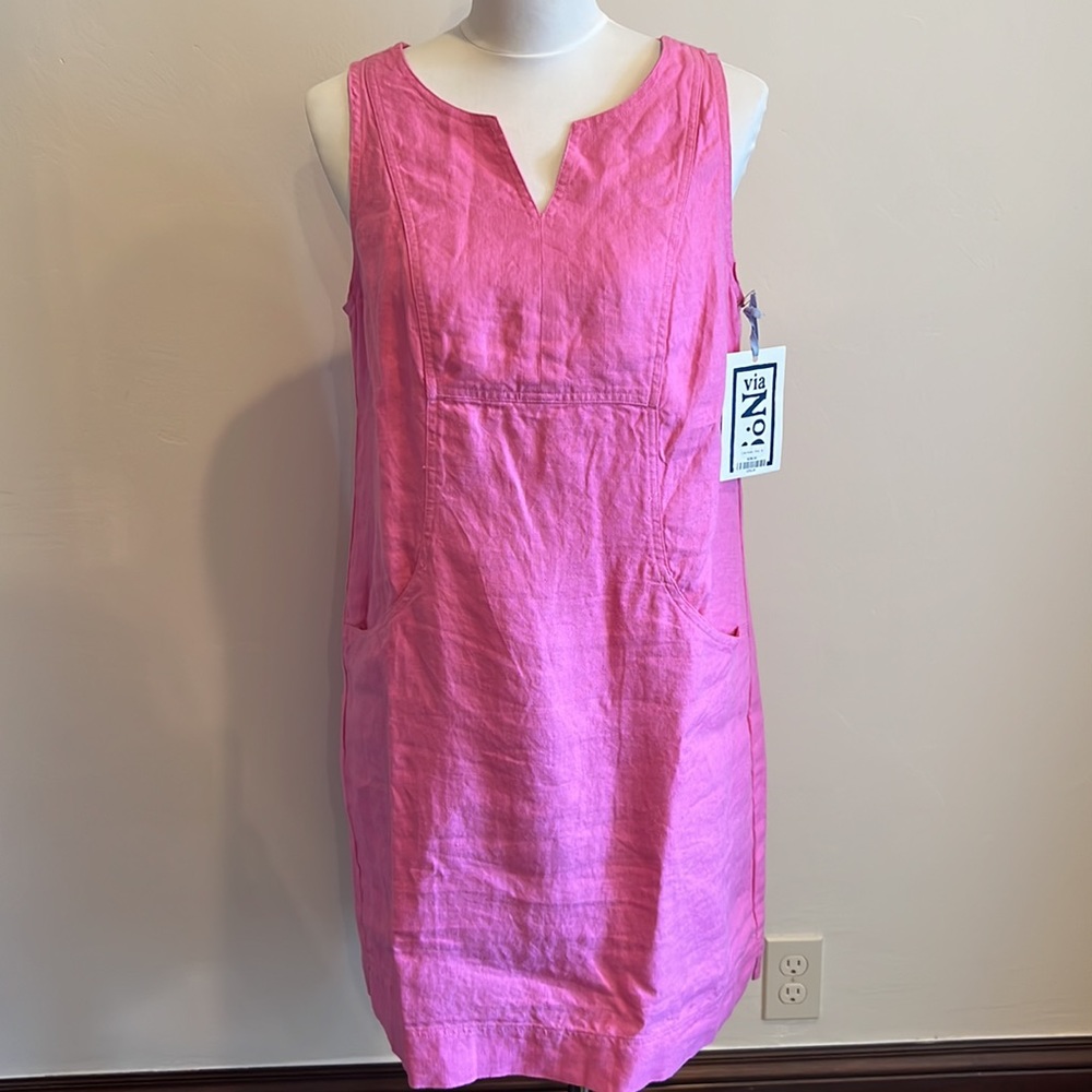 NWT Pink Linen Knee Length